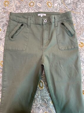 STS Blue Sage Green Utility Jeans | High Rise Straight Leg Zipper Detail Size 32